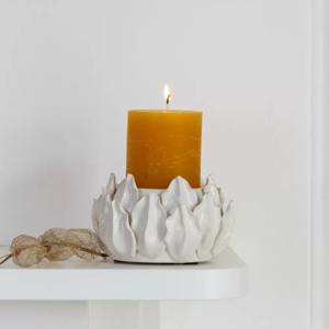 Grand Illusions Artichoke Pillar Candle Holder White